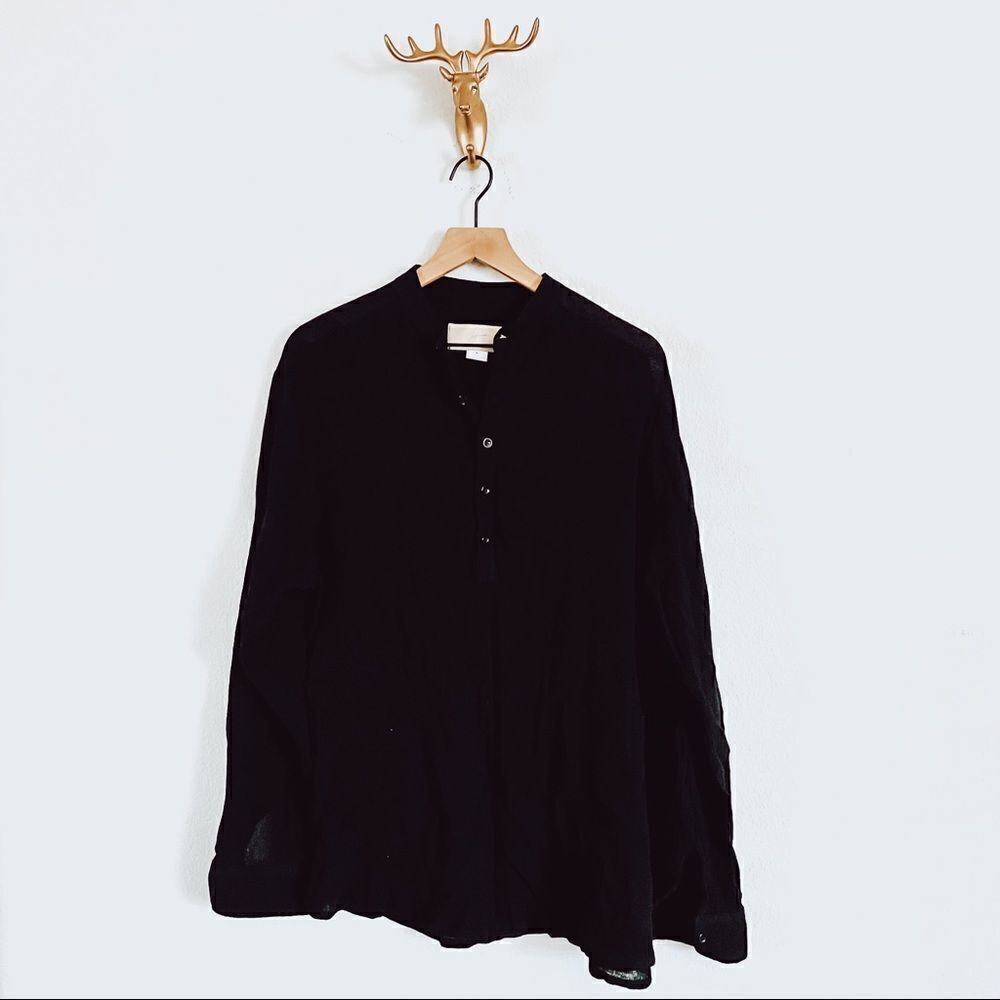 JIRISUKA Women's Black Button Front Top Size Medium